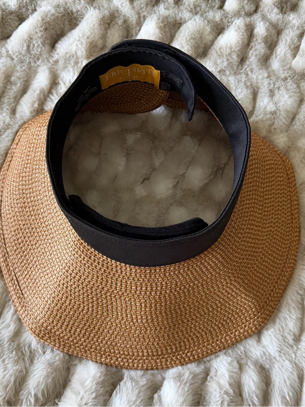 ERIC JAVITS SQUISHEE HALO HAT NATURAL/BLACK ONE SIZE ADJUSTABLE - Picture 6 of 14